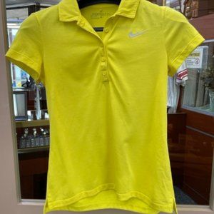 NIKE GOLF LADIES YELLOW DRI-FIT COLLARED SHIRT